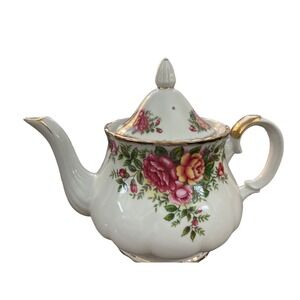 Robinson Design English Garden Fine China Teapot Gold Trim Floral Roses
